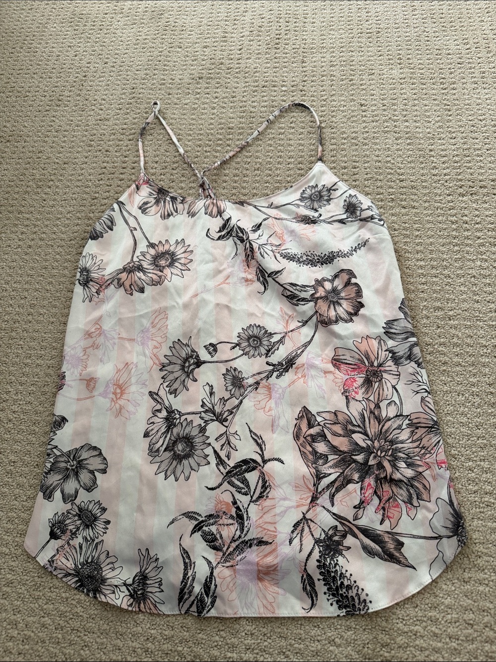 Victoria's Secret Pink & Black Floral Satin Cami